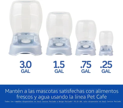 Vista 6 de Petmate Pet Cafe Dispensador de agua por gravedad para gatos y perros, cuenco de agua para gatos y perros, fabricado en Estados Unidos, 0.75 AZUL