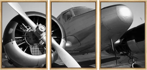 Vista 147 de wall26 Lienzo enmarcado para pared, juego de arte exótico tropical, océano, mar, avión, puesta de sol, transporte, fotografía, realismo, decorativo