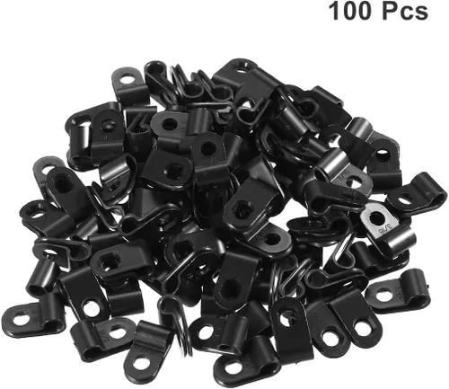 Vista 2 de uxcell 100 Uds Nylon R-Type Cable Clamp Organizador Cable Clips para Gestión de Cables 0.197 in Negro CC-0.5
