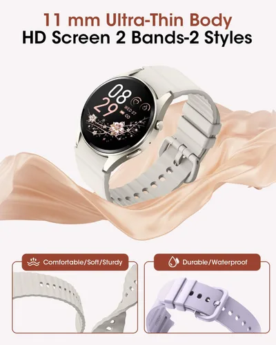 Vista 5 de Relojes inteligentes para mujeres/hombres (hacer llamadas), reloj inteligente de fitness con monitor de frecuencia cardíaca, SpO2/sueño, podómetro