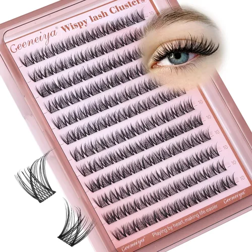 Vista 12 de Extensiones de pestañas en racimo con banda transparente, pestañas cortas y onduladas C, extensiones de pestañas naturales en racimo, pestañas