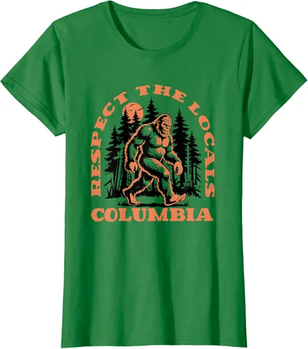 Vista 17 de Columbia Bigfoot Respect the Locals - Camiseta retro Sasquatch