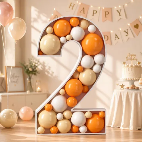 Vista 23 de Números de marquesina de 4 pies 0 iluminados para fiesta, cartón de espuma de 10º 50º 2026, decoraciones de fiesta de cumpleaños, telón de fondo