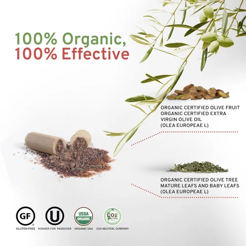 Vista 4 de Cápsulas de extracto de hoja de olivo orgánico Olivie Force/Rich Suplemento de polifenol antioxidante para adultos Suplemento de apoyo
