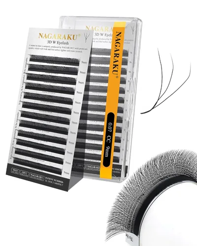 Vista 208 de NAGARAKU Extensiones de pestañas prefabricadas en abanico 3D W 0.05 C 0.315 0.05-C 3D W