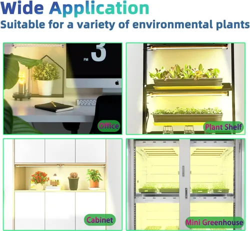Vista 5 de RWNTAO Lámpara de cultivo de una tira de 2 unidades, tiras de luz LED de espectro completo para plantas de interior con temporizador de encendido