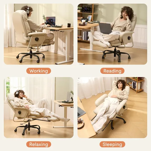 Vista 7 de Silla de oficina ergonómica FLEXISPOT con reposapiés, silla de escritorio de computadora de respaldo alto, silla de salón interior con ruedas