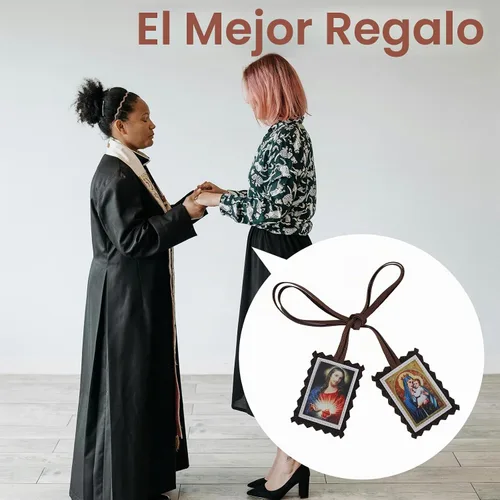 Vista 7 de TALPGOD Paquete de 3 Escapularios Católicos Marrones, Sagrado Corazón de Jesús con Nuestra Señora Monte Carmelo Escapulario Católico, Escapularios