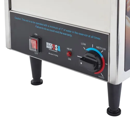 Vista 3 de Mini carro Benchmark 60072 con vaporera para hot dogs, de 120 voltios, 1200 watts, 10 amperios