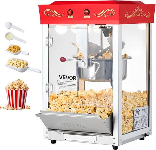 Vista 17 de VEVOR - Máquina comercial para hacer palomitas, hervidor de 8 oz, máquina de palomitas de 850 W para 48 tazas por tanda, máquina de palomitas