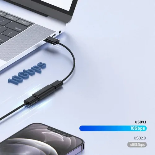 Vista 2 de Accessonico Acoplador USB C hembra a hembra, paquete de 2 conectores de extensión USB 3.1 tipo C para conectar 2 cables USB-C, compatible