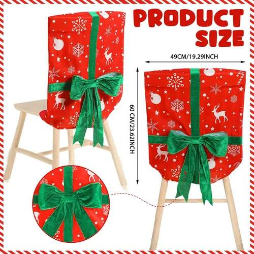 Vista 3 de Buryeah Juego de 4 fundas navideñas para silla de comedor, fundas de Navidad, juego de fundas extraíbles y lavables para decoración de silla de arco