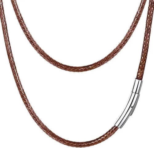 Vista 41 de PROSTEEL Collar de cuero impermeable para hombre, 0.079 in/0.118 in, 16 a 30 pulgadas, con cierre de acero inoxidable, cadena de bricolaje