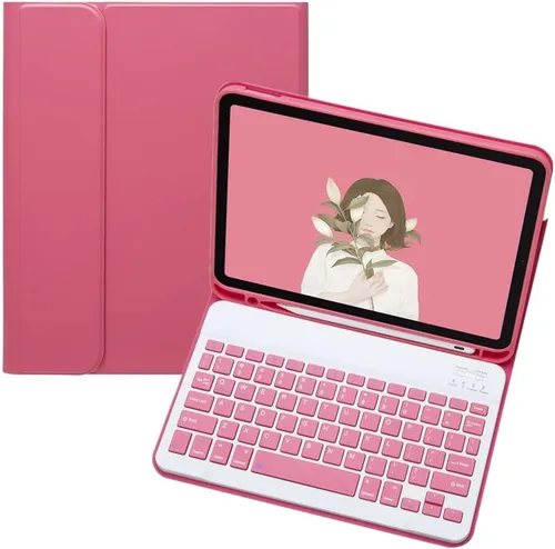 Vista 6 de Funda con Teclado para iPad de 9ª 8ª 7ª Generación 10.2 pulgadas iPad Air 3 Pro 10.5 pulgadas Teclado de Color Lindo Desmontable Bluetooth Funda