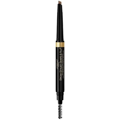 Vista 11 de L'Oreal Paris Lápiz de maquillaje mecánico para cejas con forma y relleno, color rubio oscuro, 0.008 onzas
