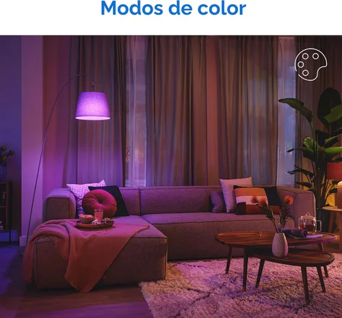 Vista 6 de Philips Smart Lighting - Bombillas conectadas, paquete de 2, color A19 60W 800LM E26 luces LED para interiores, bombillas inteligentes con detección