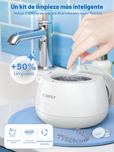 Vista 4 de KUNPHY Máquina Limpiadora Ultrasónica de Retenedores 2026, Cápsula de Limpieza Dental de 48 kHz para Brackets, Protector Nocturno, Protector Bucal