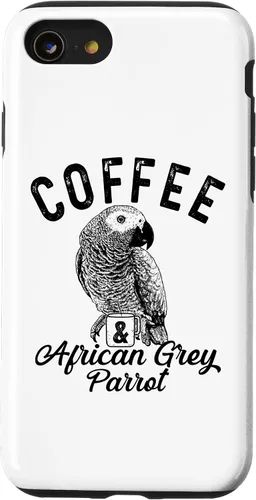 Vista 9 de iPhone 12/12 Pro Café y loro gris africano, lindo estuche de boceto de loro gris