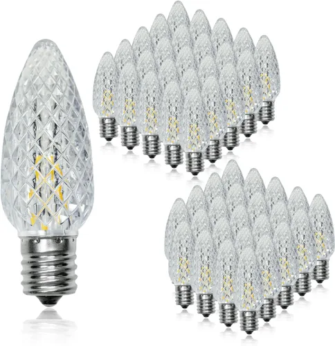 Vista 11 de Paquete de 25 bombillas LED C9 de repuesto para Navidad, bombillas LED C9 inastillables para cadena de luces de Navidad, base de candelabro E17