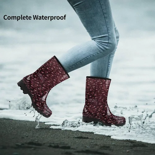 Vista 65 de DKSUKO Waterproof Womens Rain Boots insulated,Lightweight Rubber fashion Boots in Gardening,Warm and Comfortable Wide Calf Rain Boots with Glossy in