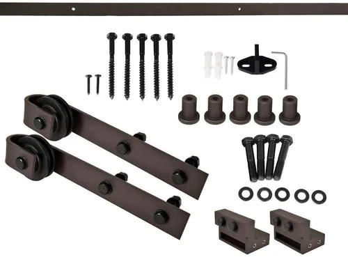 Vista 3 de Chevron Arrow 24 pulgadas x 80 pulgadas. Puerta corredera moderna de MDF manchada de negro totalmente montada con kit de herrajes