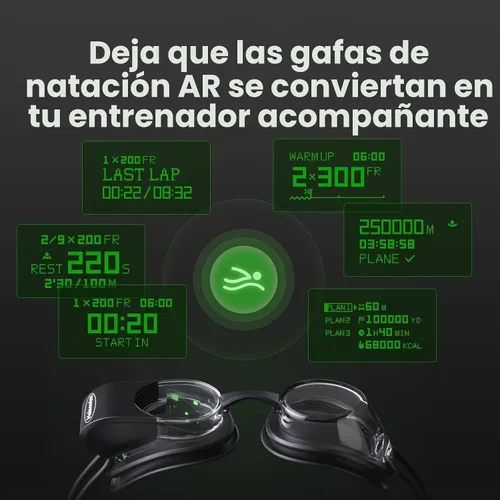 Vista 2 de Holoswim Gafas de natación inteligentes 2S, pantalla digital de datos en tiempo real, gafas inteligentes AR con aplicación de análisis de datos AI