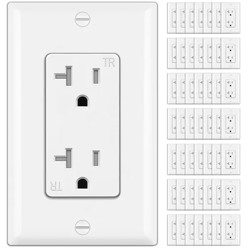 Vista 15 de BESTTEN Toma de corriente decorativa resistente a manipulaciones de 15 amperios, uso residencial y comercial, placa de pared incluida