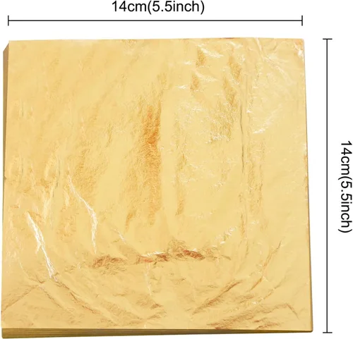 Vista 2 de YongBo Hojas de hojas doradas, 200 piezas de papel de aluminio dorado de 5.5 pulgadas para manualidades, pintura, dorado, slime, diseño de uñas