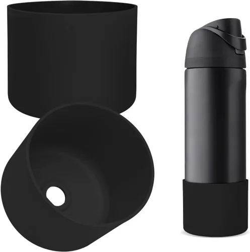 Vista 32 de 2 botas de silicona compatibles con Owala FreeSip de 24 onzas, funda protectora superior para botella de agua, reducción de ruido, cubierta inferior