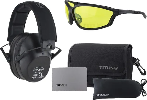 Vista 19 de TITUS Paquete combinado de orejeras y gafas de seguridad de línea delgada