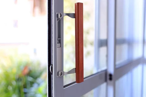 Vista 4 de Wright Products - Juego de Manija Interior de Puerta Corrediza de Patio de Roble de Reemplazo, Madera/Aluminio Gris - Manija Interna de Puerta
