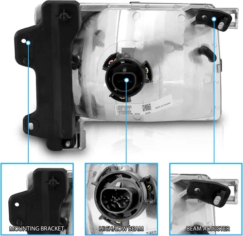 Vista 5 de AmeriLite para Nissan 1998-2000 Frontier / 2001 Xterra Faros Delanteros de Repuesto Transparentes Cristalinos Par - Lado del Pasajero y del Conductor