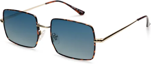 Vista 7 de SOJOS Retro Rectangular Square Polarized Sunglasses for Women Men SJ1168,Medium Negro