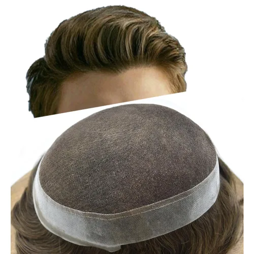 Vista 54 de Toupee For Men Real Human Hair Mens Toupee Hair Replacement System Swiss Lace Toupee For Men Natural Human Hair Piece Mens Toupee6*8"-90% density#2