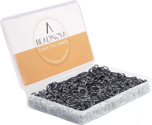 Vista 15 de BEADNOVA Anillos de salto negros de 0.157 in para hacer joyas, anillos abiertos para llaveros y reparación de collares (300 unidades)
