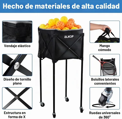 Vista 3 de Portable Pickleball & Tennis Ball Hopper - Pickleball Collector Retriever Basket Carrier Gatherer Picker Container for Picking and Storage Training