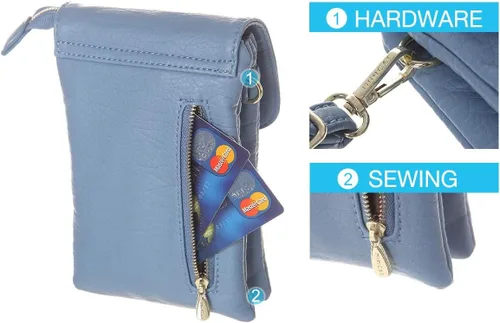 Vista 3 de MINICAT - Bolso cruzado para mujer, pequeño, bolsillos espaciosos, para celular, bolsa de mano para mujer