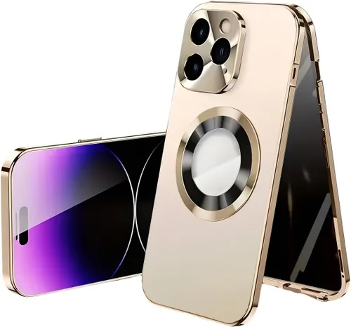 Vista 4 de Funda magnética de cuerpo completo con borde de metal, protección militar contra caídas para iPhone 12, compatible con MagSafe, protector