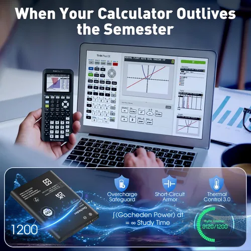 Vista 5 de TI 84 Plus - Batería CE, TI-84 Plus Reemplazo de batería CE para calculadora Texas Instruments, calculadora TI-84, número de pieza P11P35-11-N01