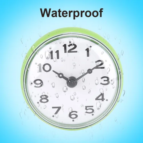 Vista 5 de Yosoo Reloj de ducha impermeable con ventosa de cara redonda árabe digital árabe reloj de ducha de baño accesorios de cocina (verde)