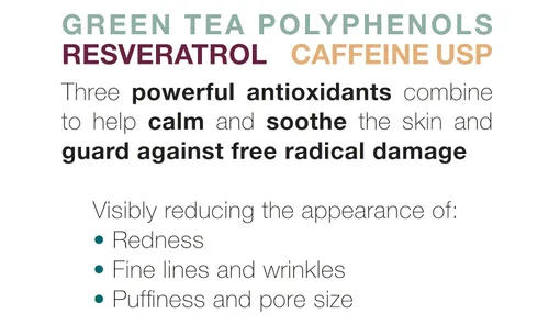 Vista 2 de Crema facial antienvejecimiento, triple antioxidante, suero de tratamiento para cara, resveratrol + té verde + cafeína, reduce visiblemente