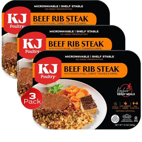 Vista 9 de KJ Poultry Comidas preparadas Kosher – Carne de carne y kugel de ternera, comidas de carne MRE listas para comer, comida de shabbos (paquete de 1)