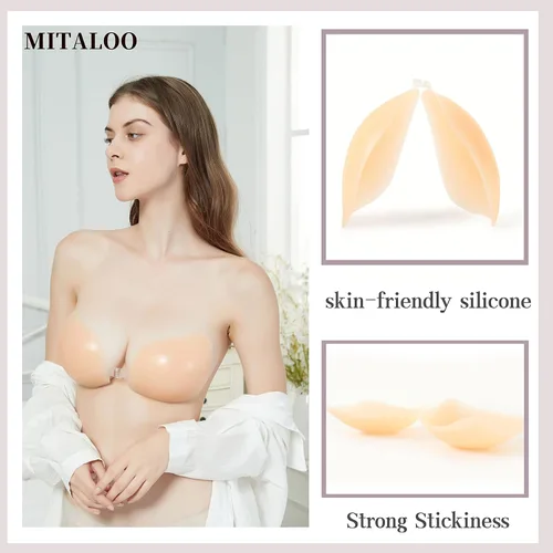 Vista 2 de MITALOO Sujetador adhesivo de silicona con brasier invisible sin tirantes para mujer