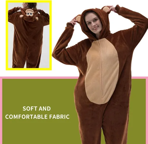 Vista 2 de COSUSKET Snug Fit Unisex Adult Onesie Pajamas, Flannel Cosplay Animal One Piece Halloween Costume Sleepwear Homewear