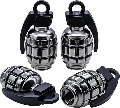 Vista 37 de 4 tapas de válvula de neumático, cubiertas universales de válvula de neumático de aleación de aluminio para automóviles, camiones, SUV, Negro