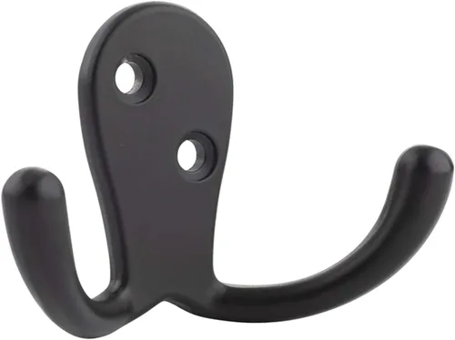 Vista 4 de Amazon Basics Gancho curvado de zinc para bata, color negro plano, paquete de 5 Curvo