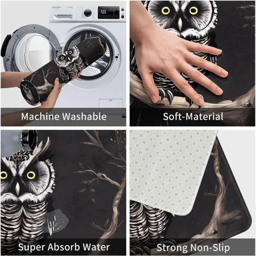 Vista 5 de Late Night Owl Indoor Doormat Washable Welcome Mats Non Slip Entryway Floor Mat Floor Outdoor Indoor Rug for Home Entrance, Outside Entry, Yard 23.6