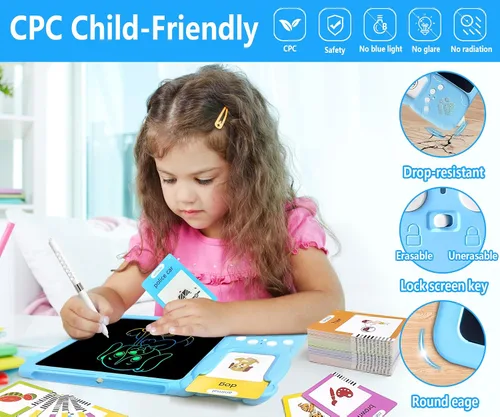 Vista 2 de Rylai Juguetes para Niños Pequeños Tarjetas Flash Parlantes, Recursos de Aprendizaje de Kindergarten 510 Palabras Visuales con Tableta de Dibujo