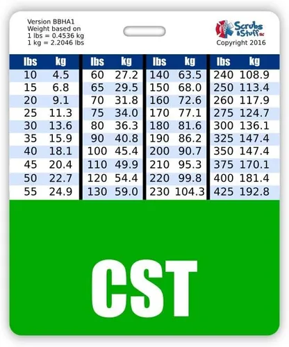 Vista 20 de CST Badge Buddy - Tablas de conversión horizontales con altura y peso (estándar, negro)