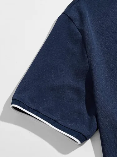 Vista 3 de Milumia Camisa polo de manga corta con cuello de contraste para hombre